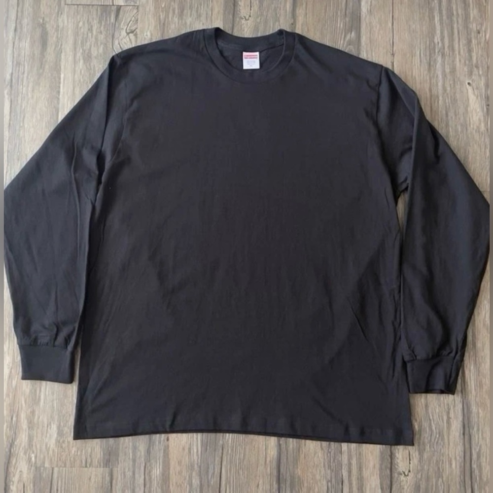 New-Supreme Black Plain Long Sleeve Preshrunk Made In USA Shirt-Mens XL